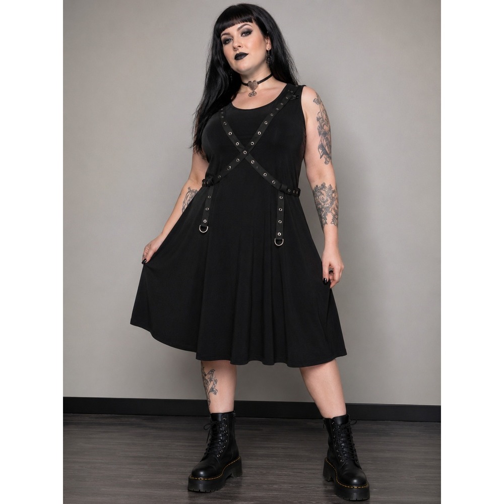 Tripp NYC Daang Goodman Black Bondage Strap‎ Grommet Dress Womens XL Sleeveless